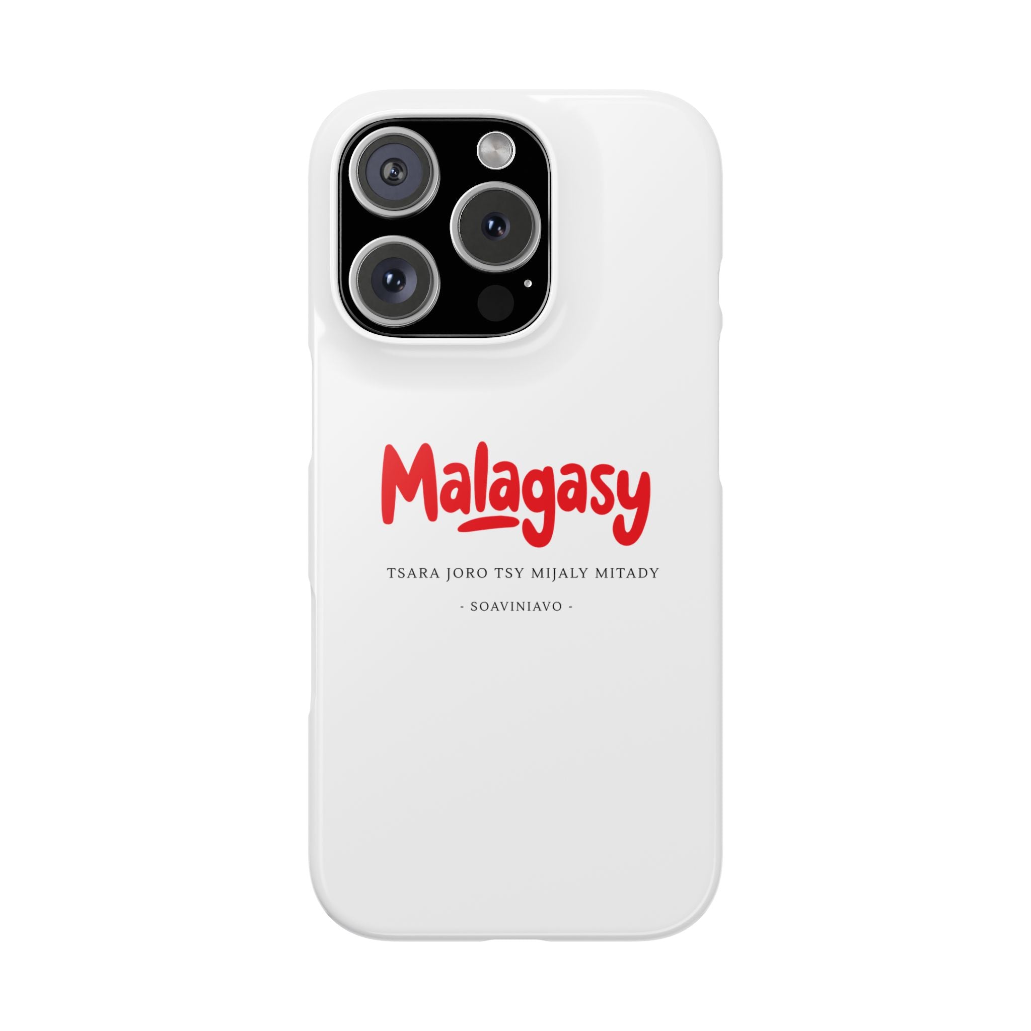 Coque fine “Malagasy” – Écriture rouge
