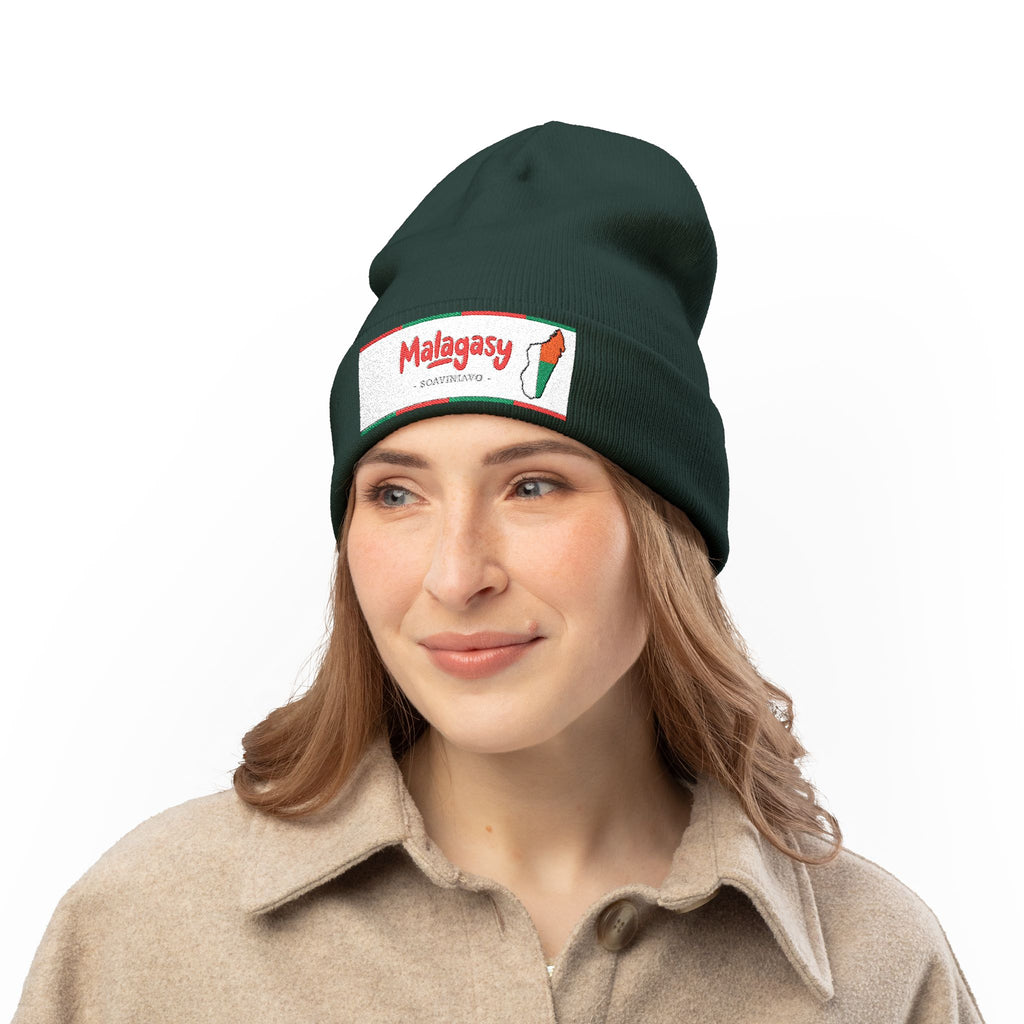 "Bonnet tricoté ‘Malagasy’ – Brodé "