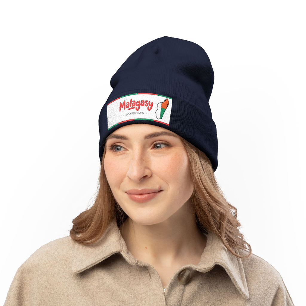 "Bonnet tricoté ‘Malagasy’ – Brodé "