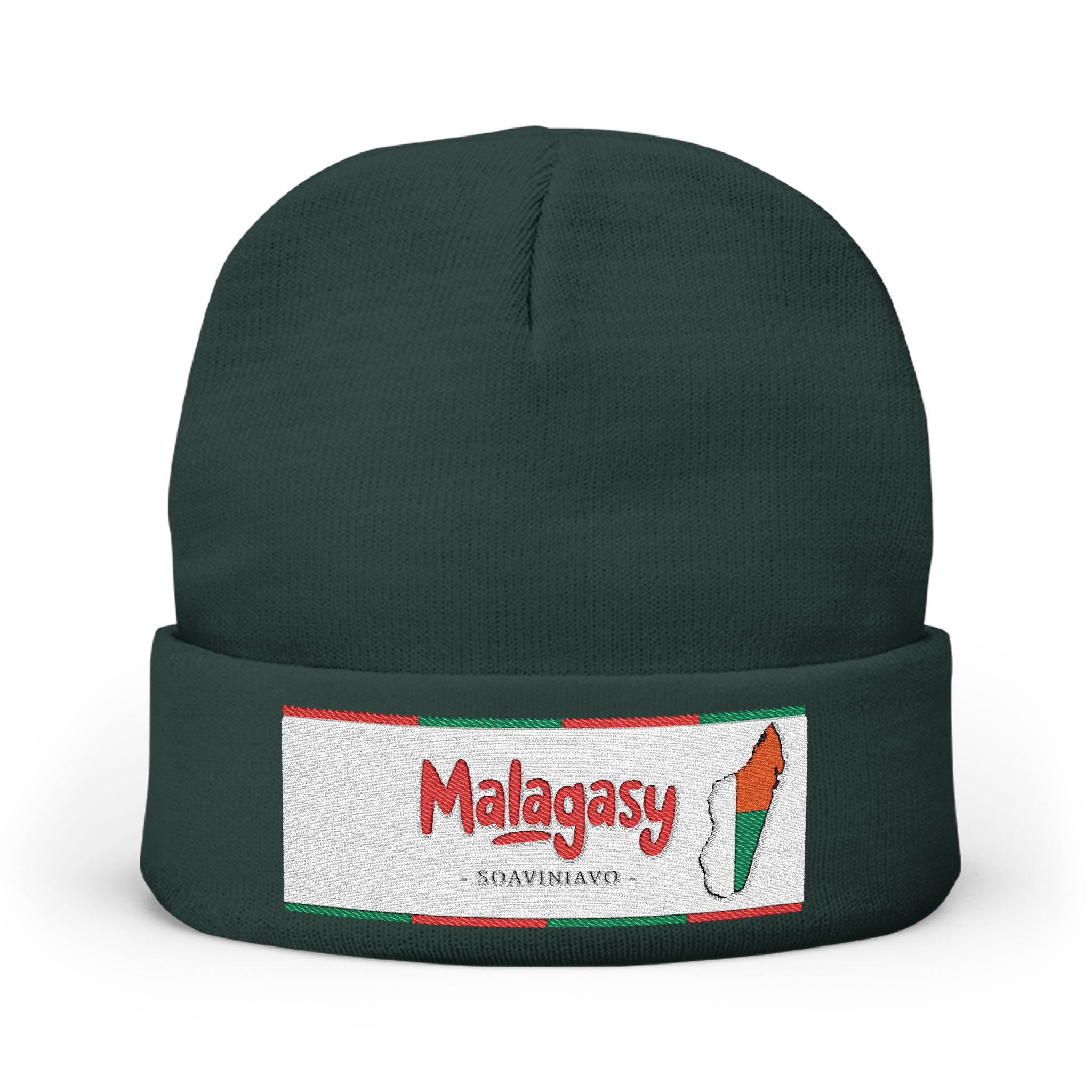 "Bonnet tricoté ‘Malagasy’ – Brodé "