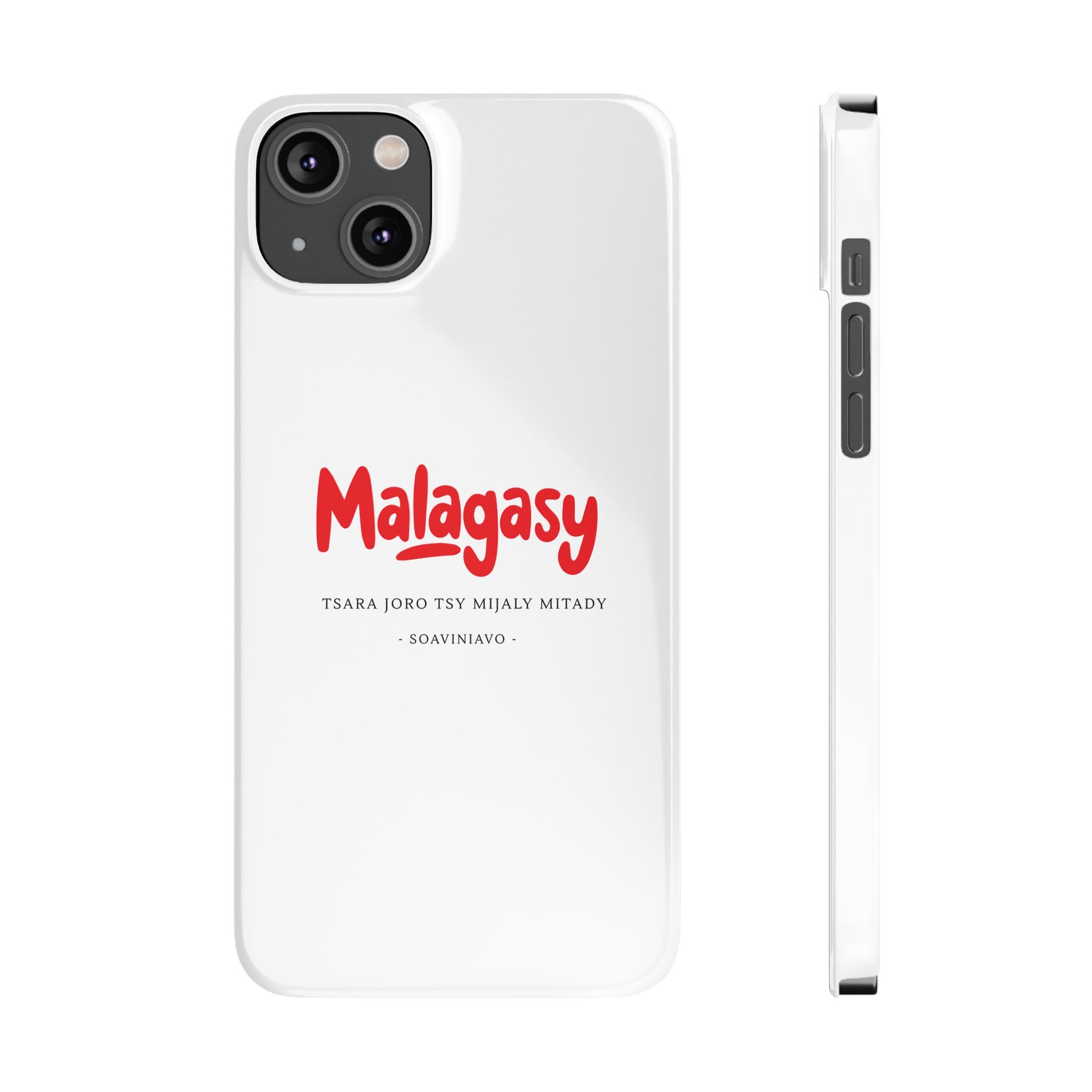 Coque fine “Malagasy” – Écriture rouge