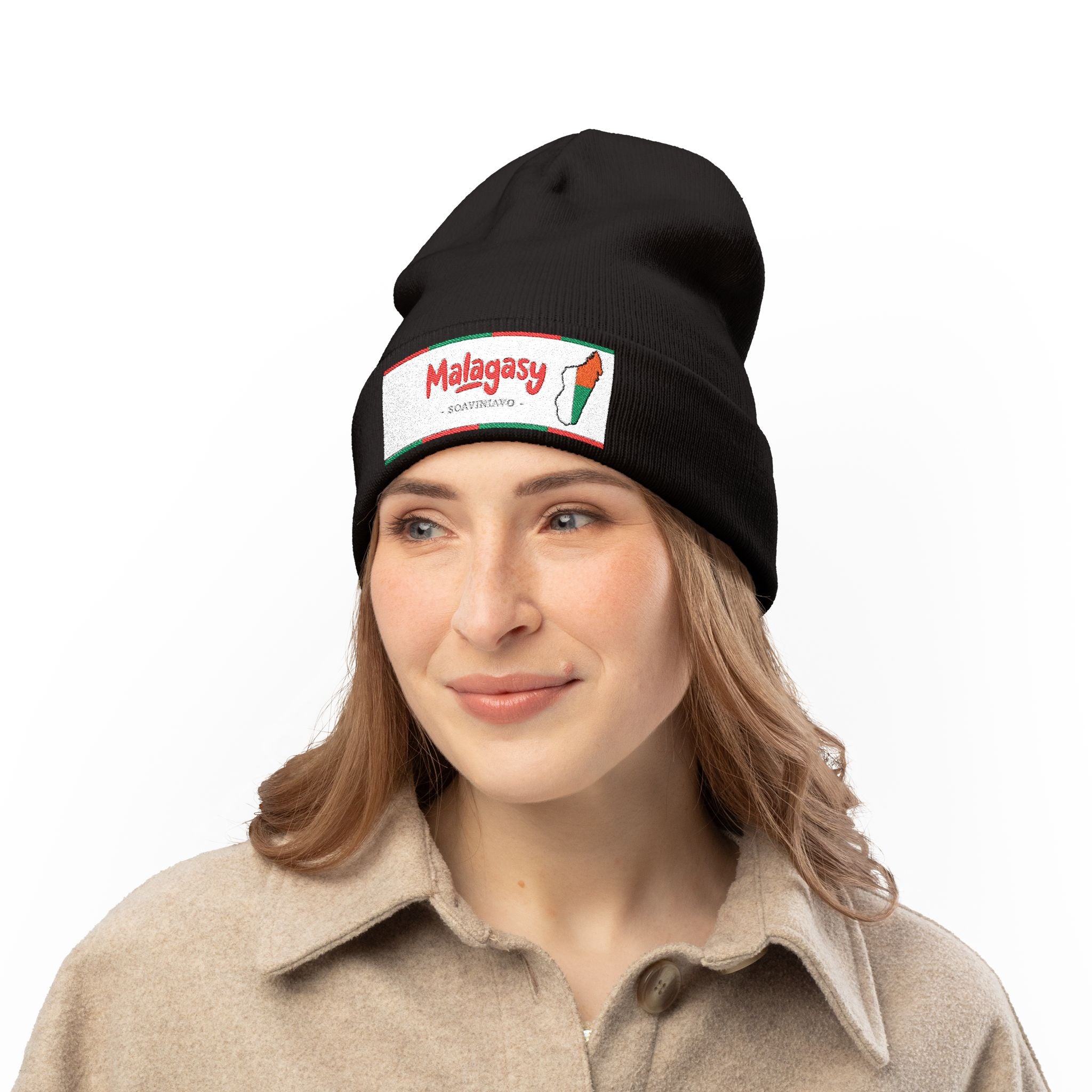 "Bonnet tricoté ‘Malagasy’ – Brodé "