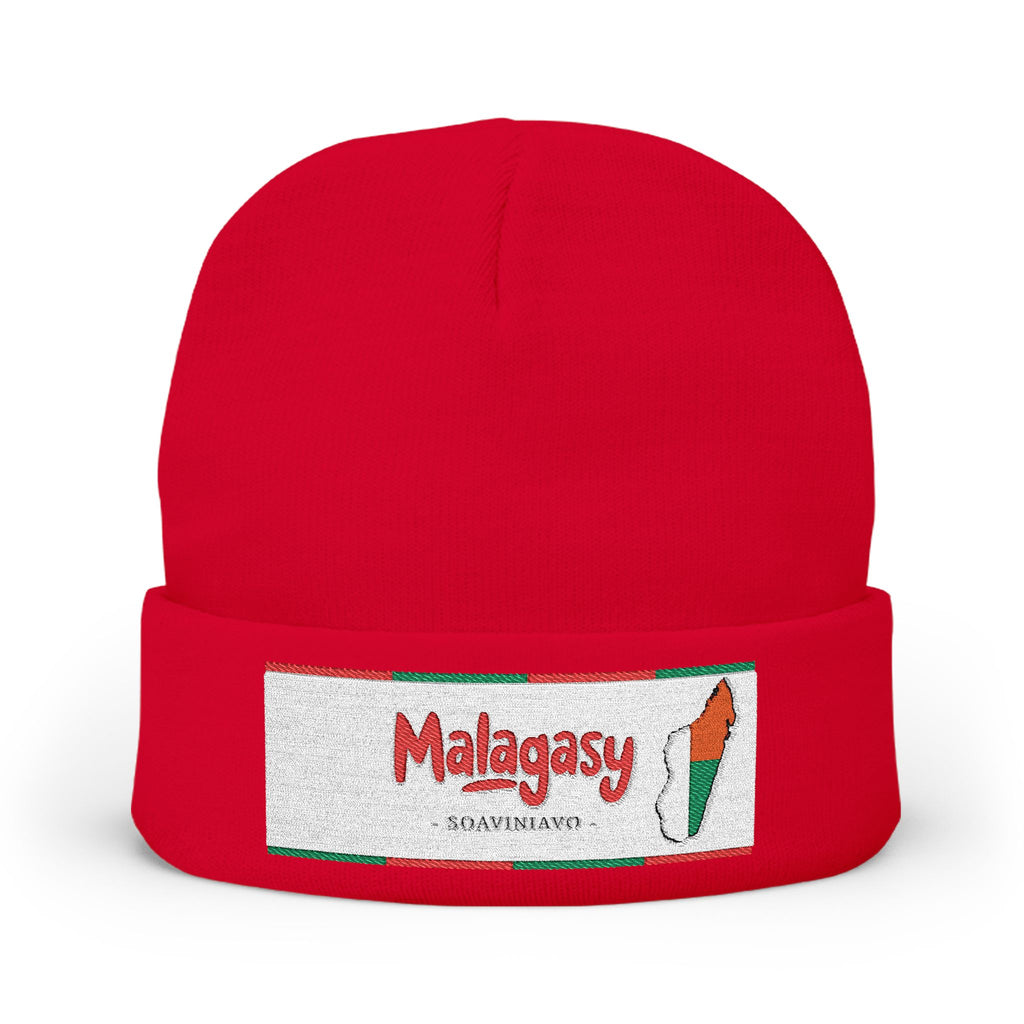 "Bonnet tricoté ‘Malagasy’ – Brodé "