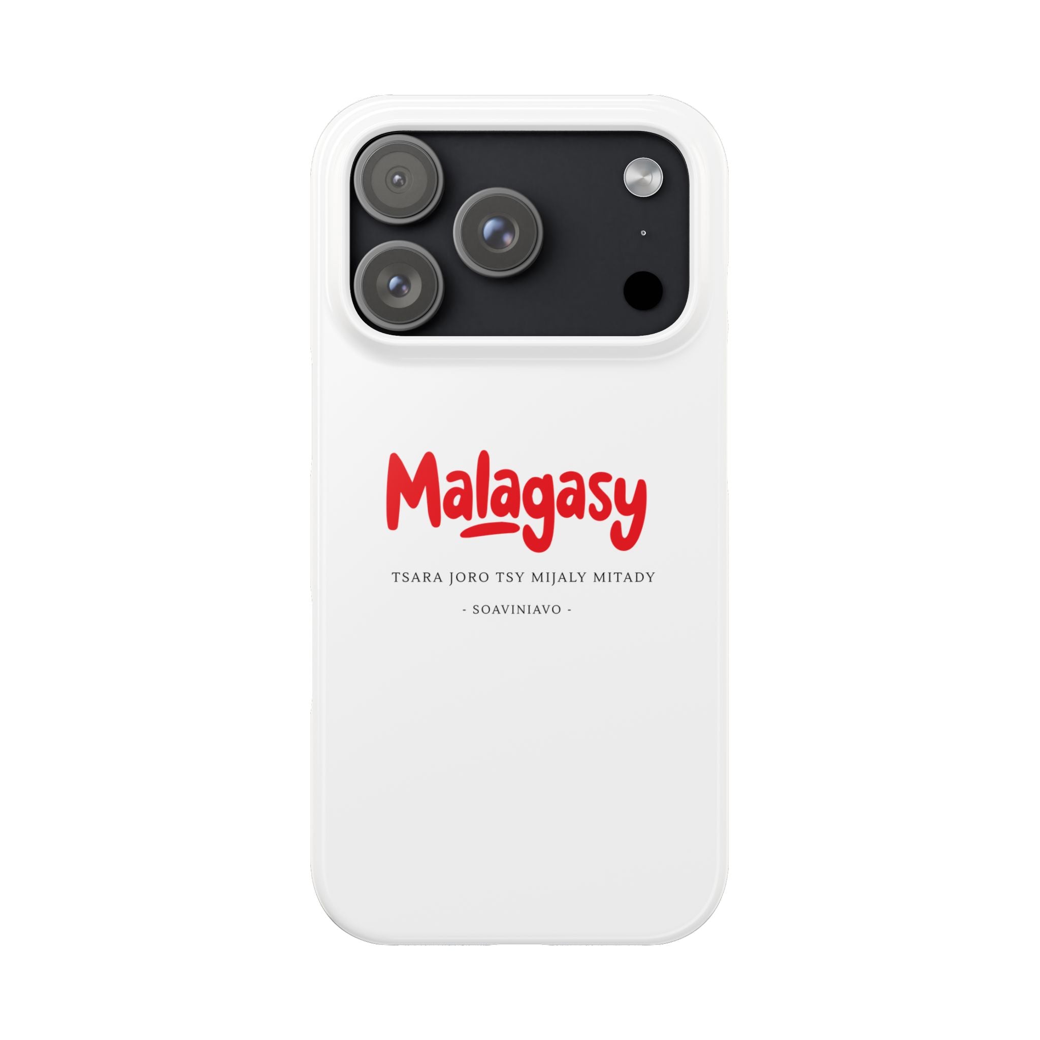 Coque fine “Malagasy” – Écriture rouge